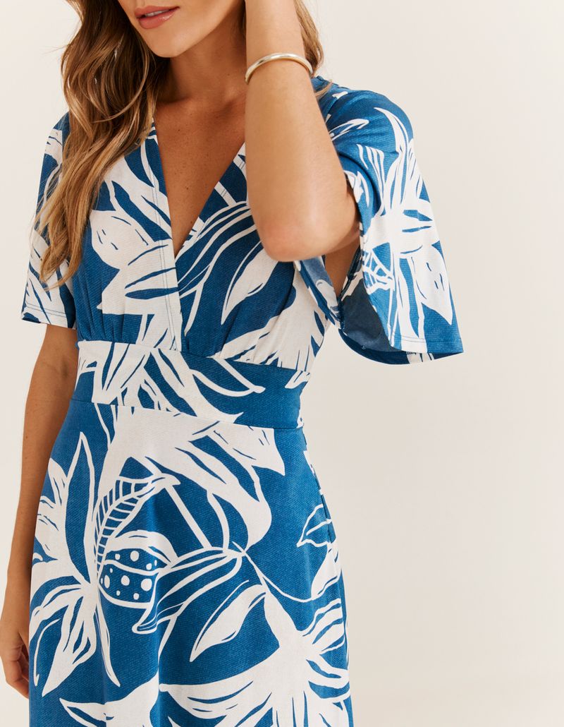 Vestido Curto Estampado Márcia - Blue Ocean