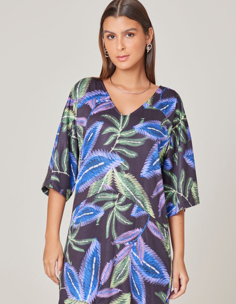 Vestido Curto Estampado Lara - Preto