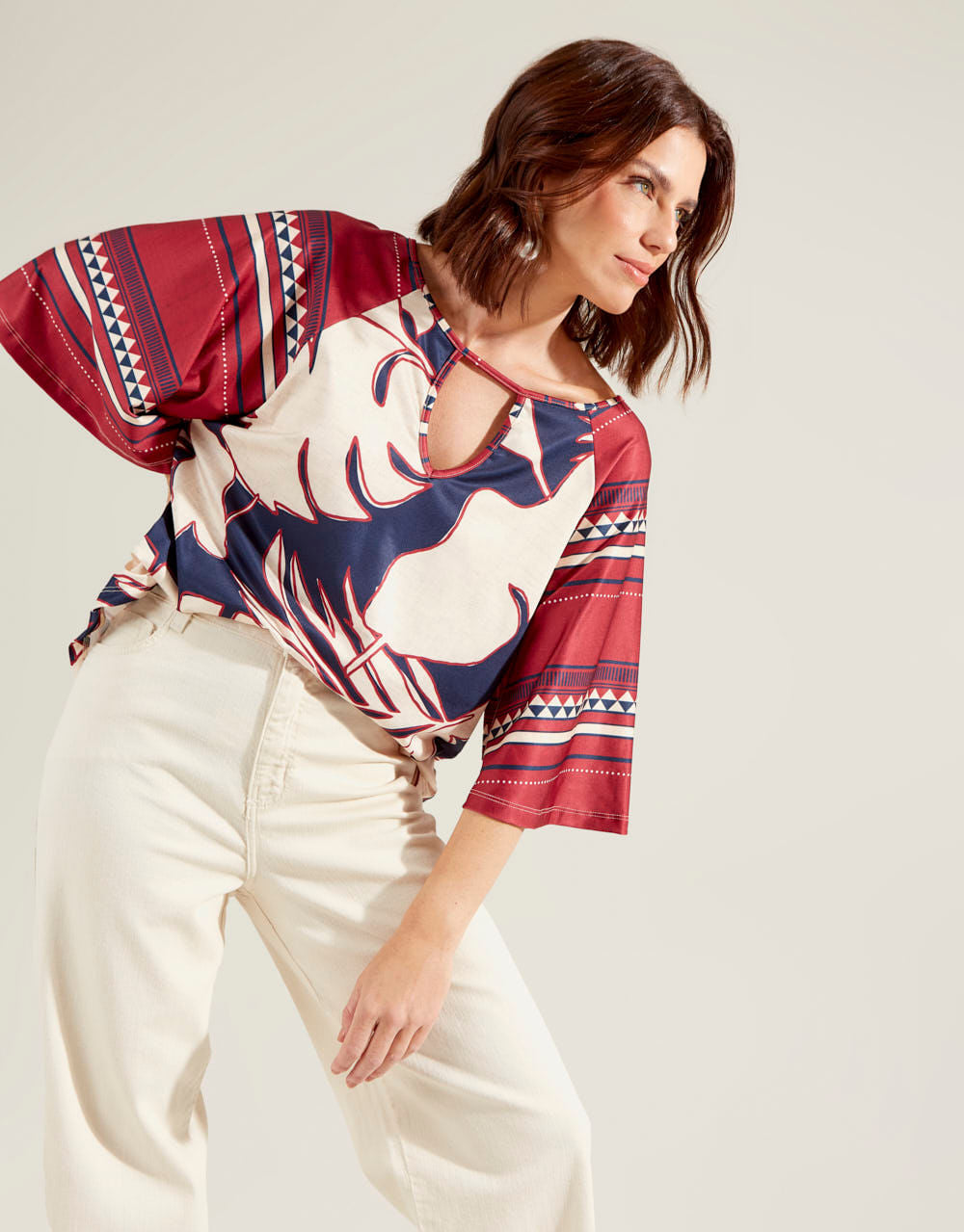 Blusa Estampada Cindy - Azul Marinho