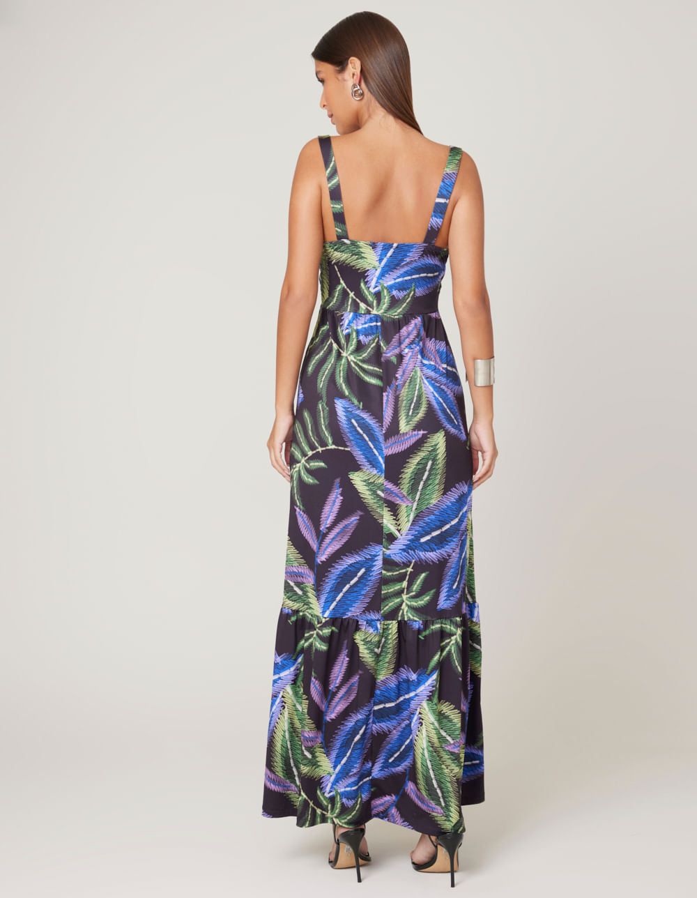 Vestido Longo Estampado Lara - Preto