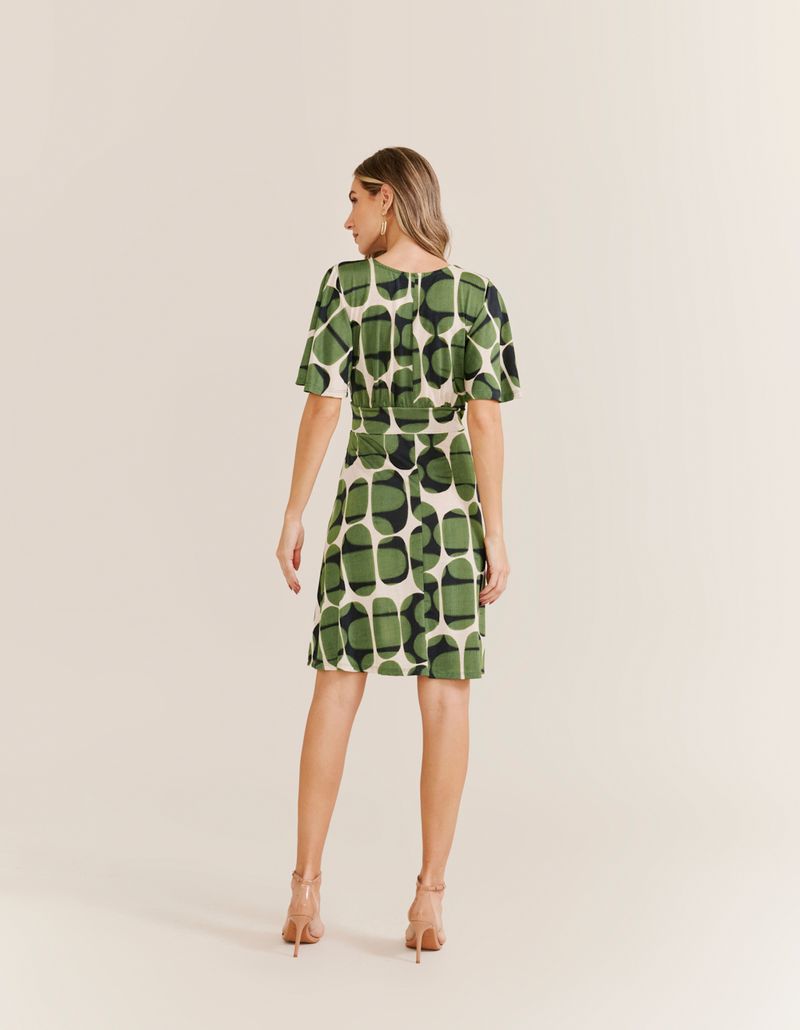 Vestido Curto Estampado Pastilhas - Areia