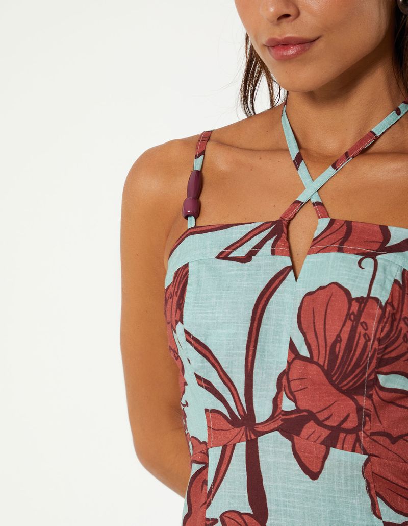 Vestido New Longo Estampado Lirio Color - Verde Naturalle