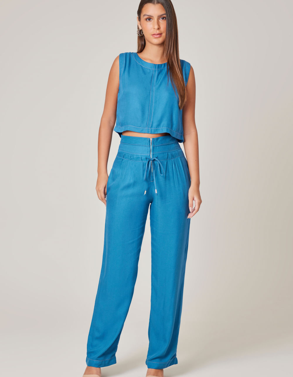 Calça Pala Recortes - Blue Ocean