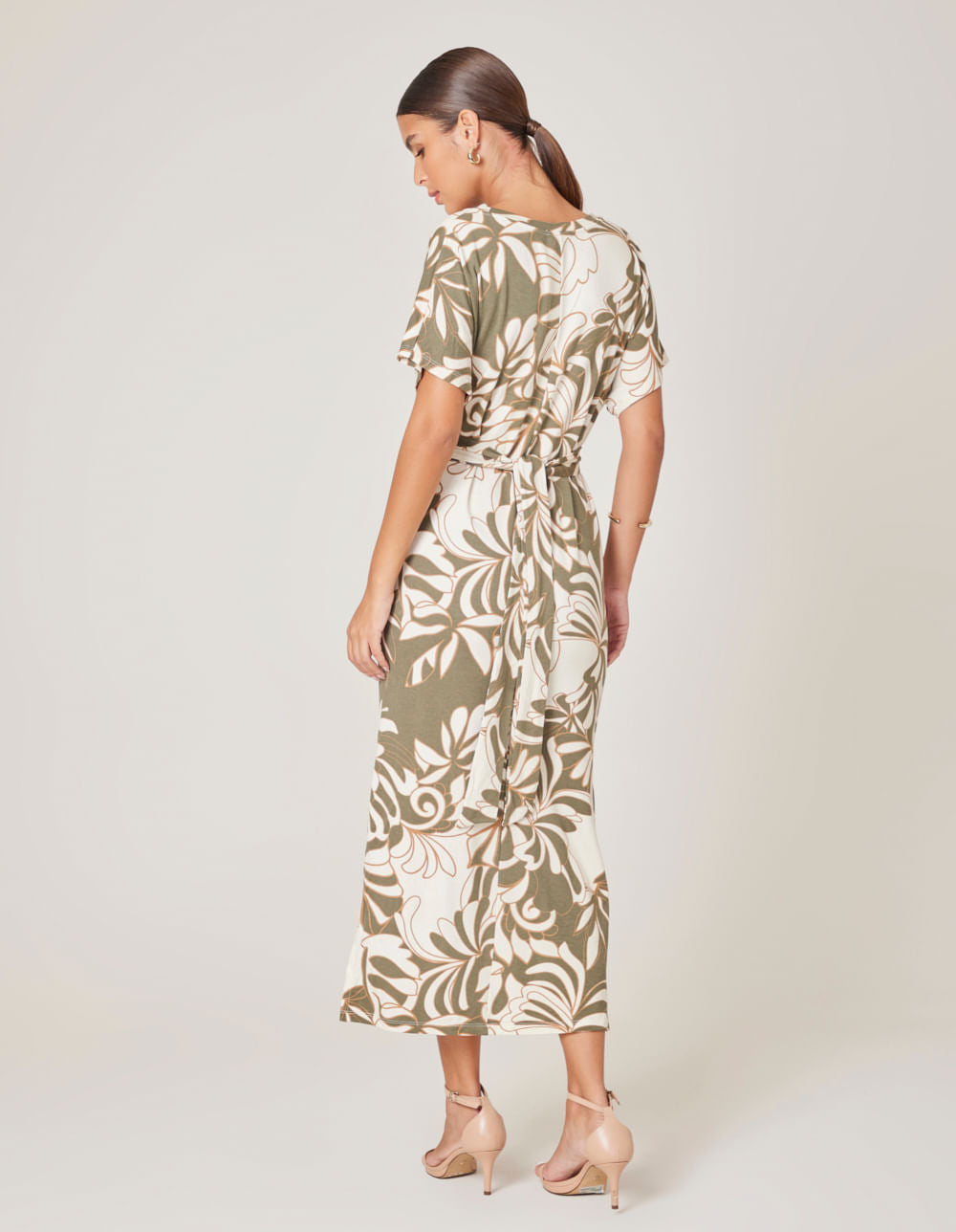 Vestido Midi Estampado Grace - Verde Oliva