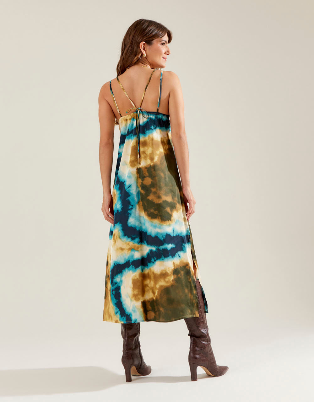 Vestido New Longo Estampado Murano - Areia