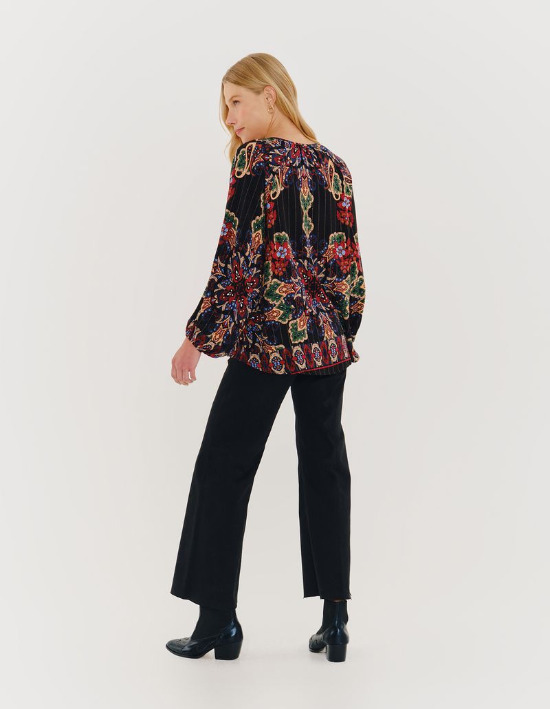 Bata Estampada Bangalore Lurex - Preto