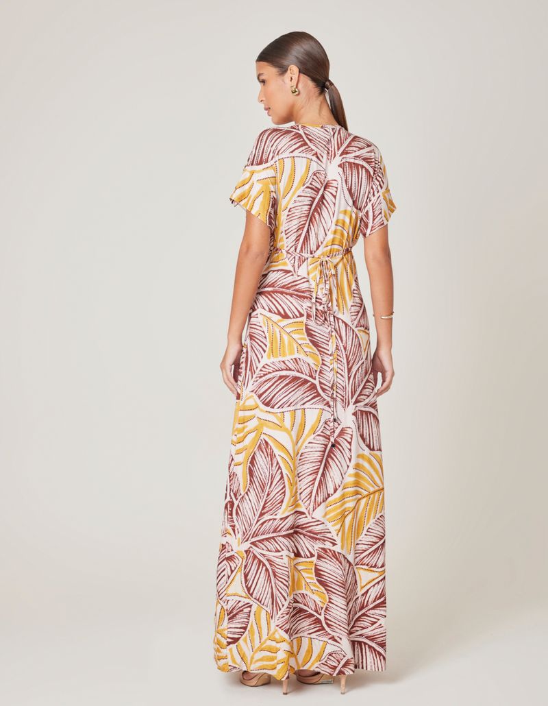 Vestido Longo Estampado Eleonor - Areia