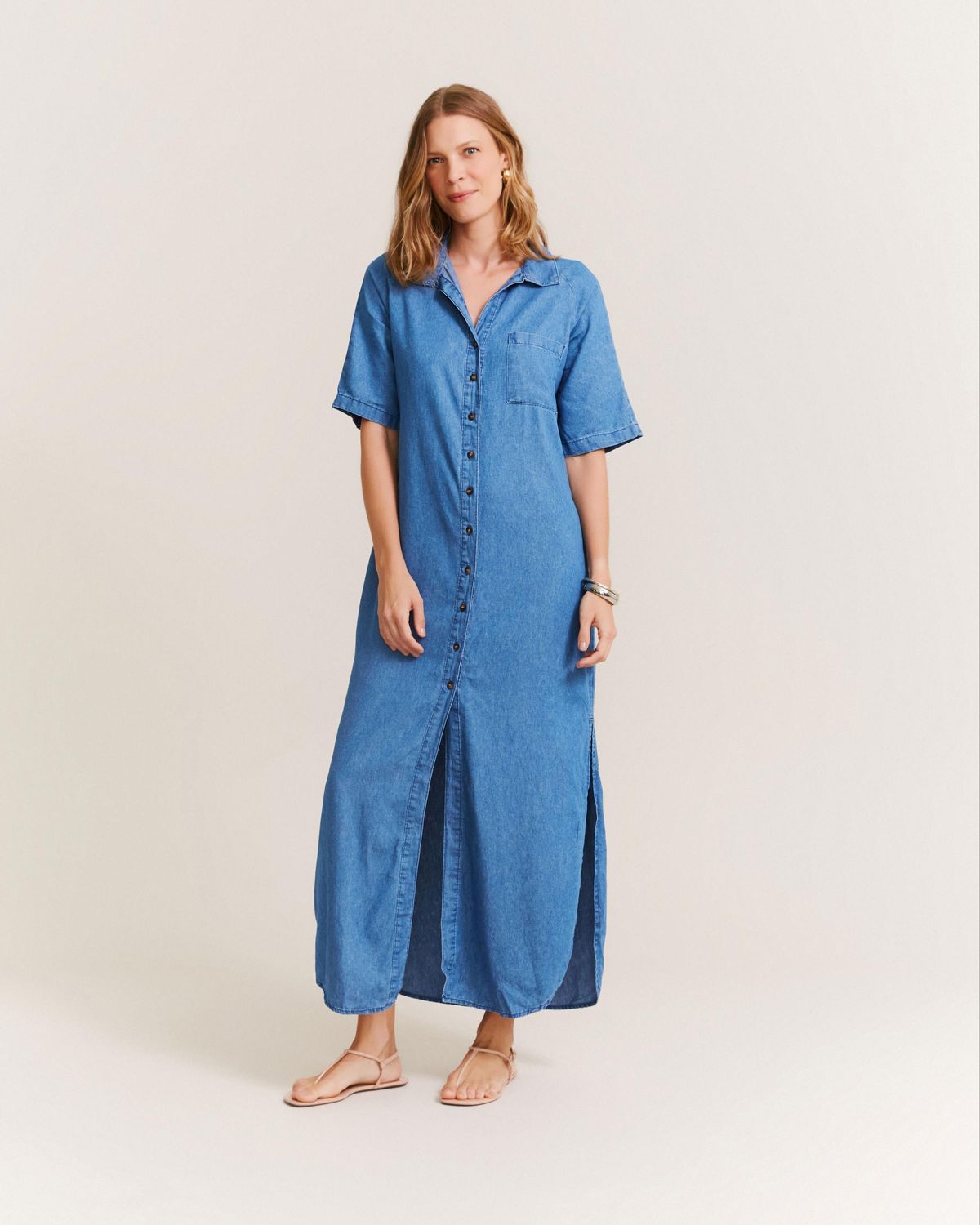 Chemise Jeans Manga 3/4 - Denim Medio