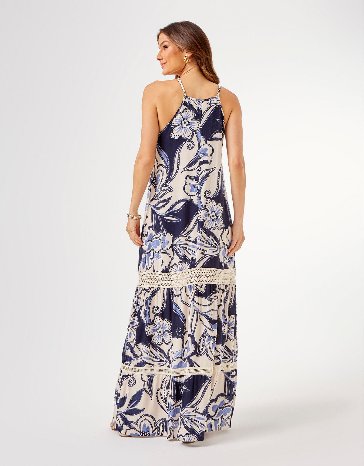 Vestido Longo Estampado Brenda - Azul