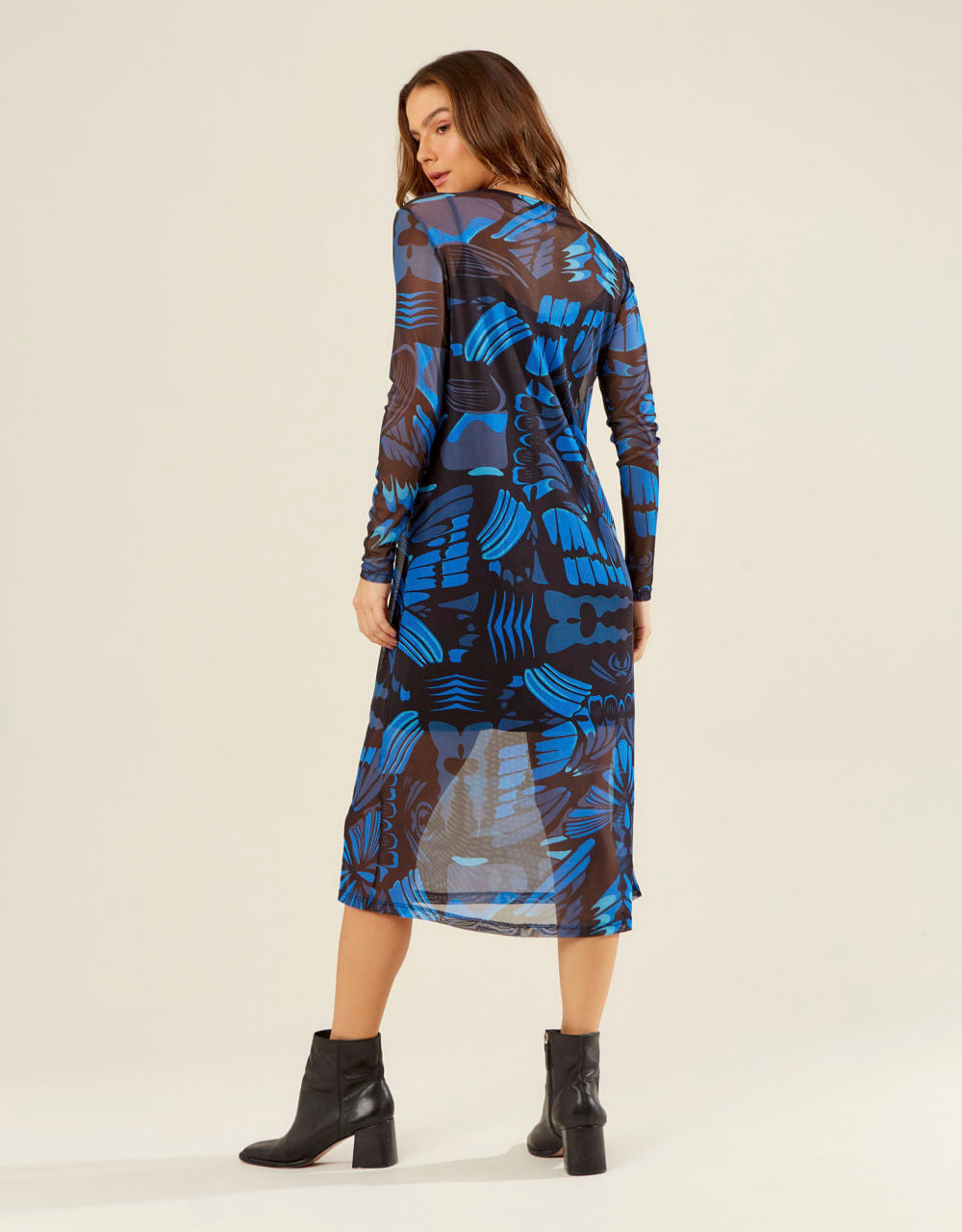 Vestido New Longo Estampado Miley - Preto